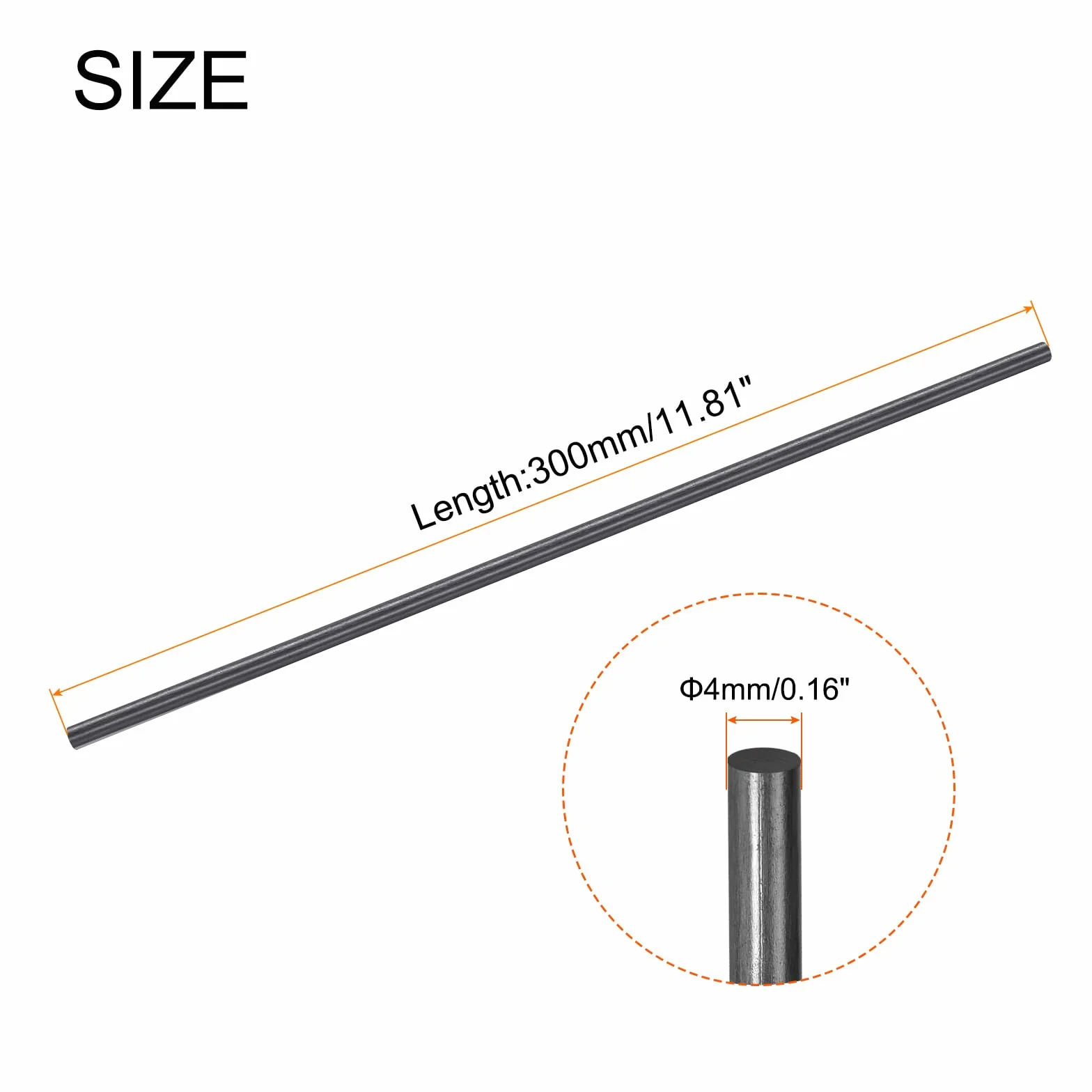 QUARKZMAN Pręt z włókna węglowego, pręt węglowy 4 mm x 300 mm do samolotów RC DIY, latawców, węży do skrzydeł quadkoptera, zestaw naprawczy do ramion 4 szt