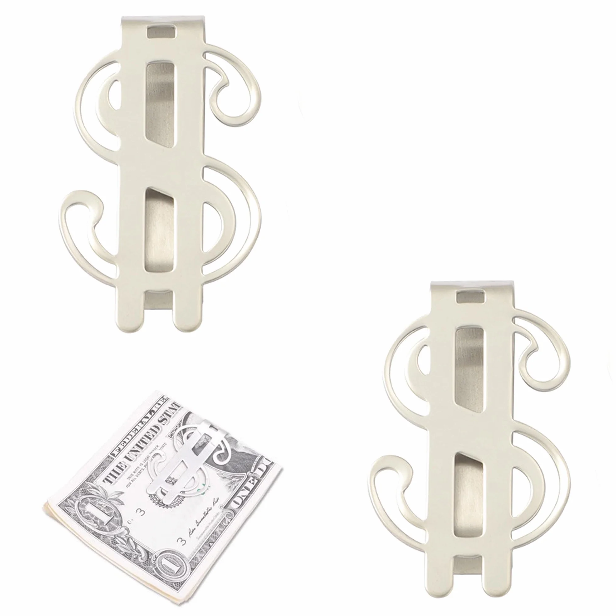ZAHD 2 SZT. Klipsy na pieniądze męskie Klipsy na pieniądze Money Clip Spinki na banknoty Ultra cienki metalowy klips na pieniądze Klamra na gotówkę na banknoty Karta wizytowa Karta kredytowa, srebro