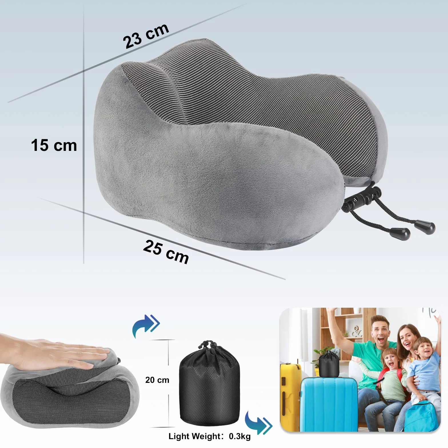 Eono Poduszka Podróżna na Szyję,Wygodna Ergonomiczna Poduszka Podróżna z Pianką z Pamięcią Kształtu do Spania w Samolotach, Pociągach i Biurach