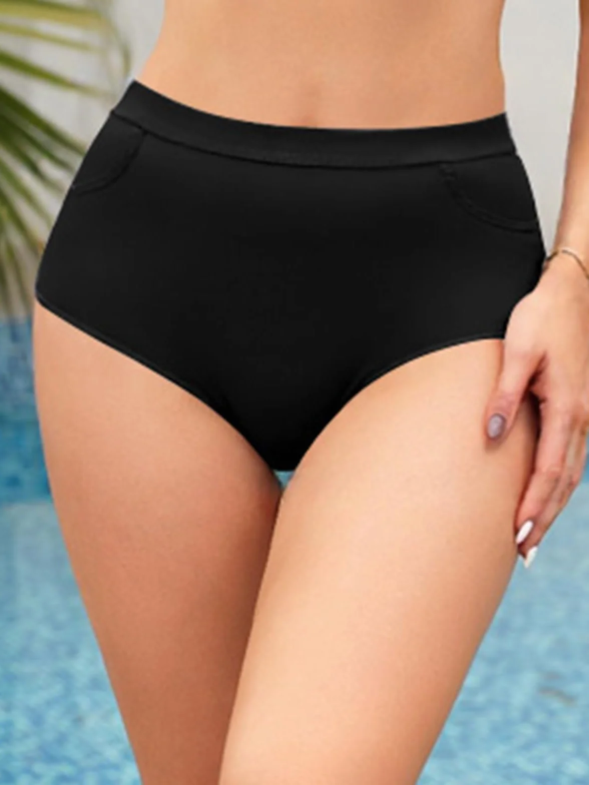 SHEKINI Damskie spodnie bikini, wyszczuplające brzuch, klasyczne spodenki kąpielowe dla kobiet, do pływania, na plażę, sportowe szorty plażowe, z kieszeniami