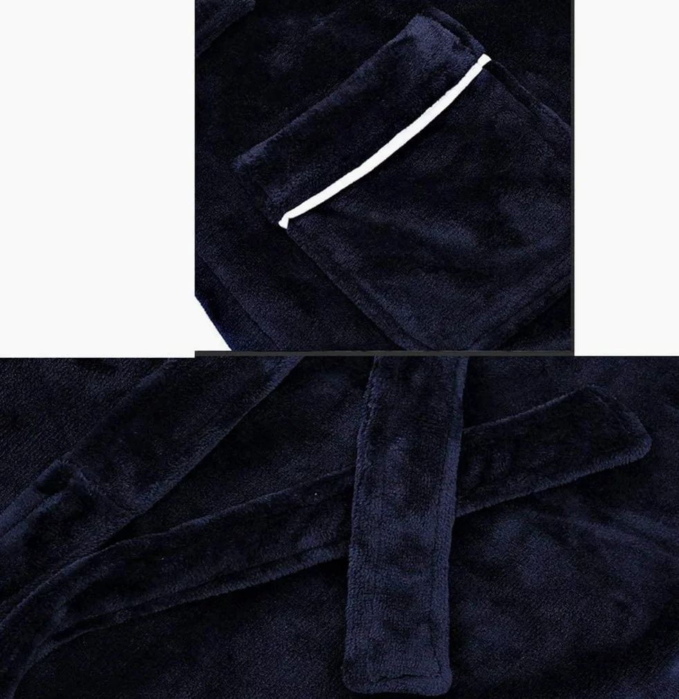 CFWSHJ Luksusowy szlafrok unisex damski szlafrok zimowy gruby ciepły flanelowy szlafrok super miękki puszysty, bardzo chłonny długi szlafrok, szalowy kołnierz, kieszenie i pasek bielizna nocna idealna
