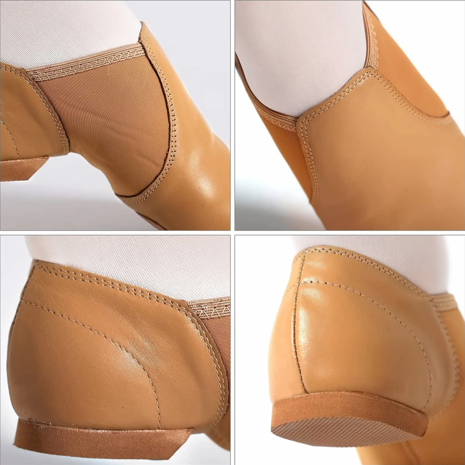 Buty do Tańca Jazzowe Prawdziwa Skóra Czarne Brązowe Wsuwane Sznurowane