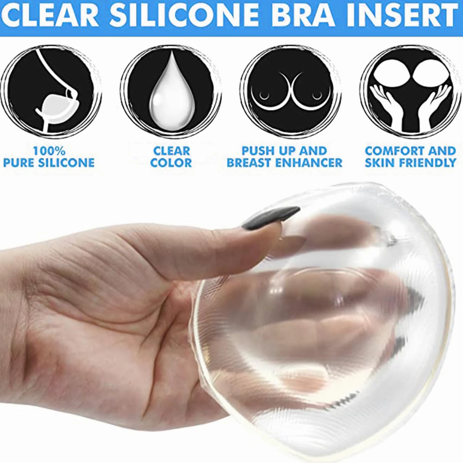 Transparent,DD~cup 800g/pair,OSEMISS Samoprzylepne silikonowe żelowe wkładki do biustonosza powiększające piersi 1 para wkładek do biustonosza do kostiumu kąpielowego bikini