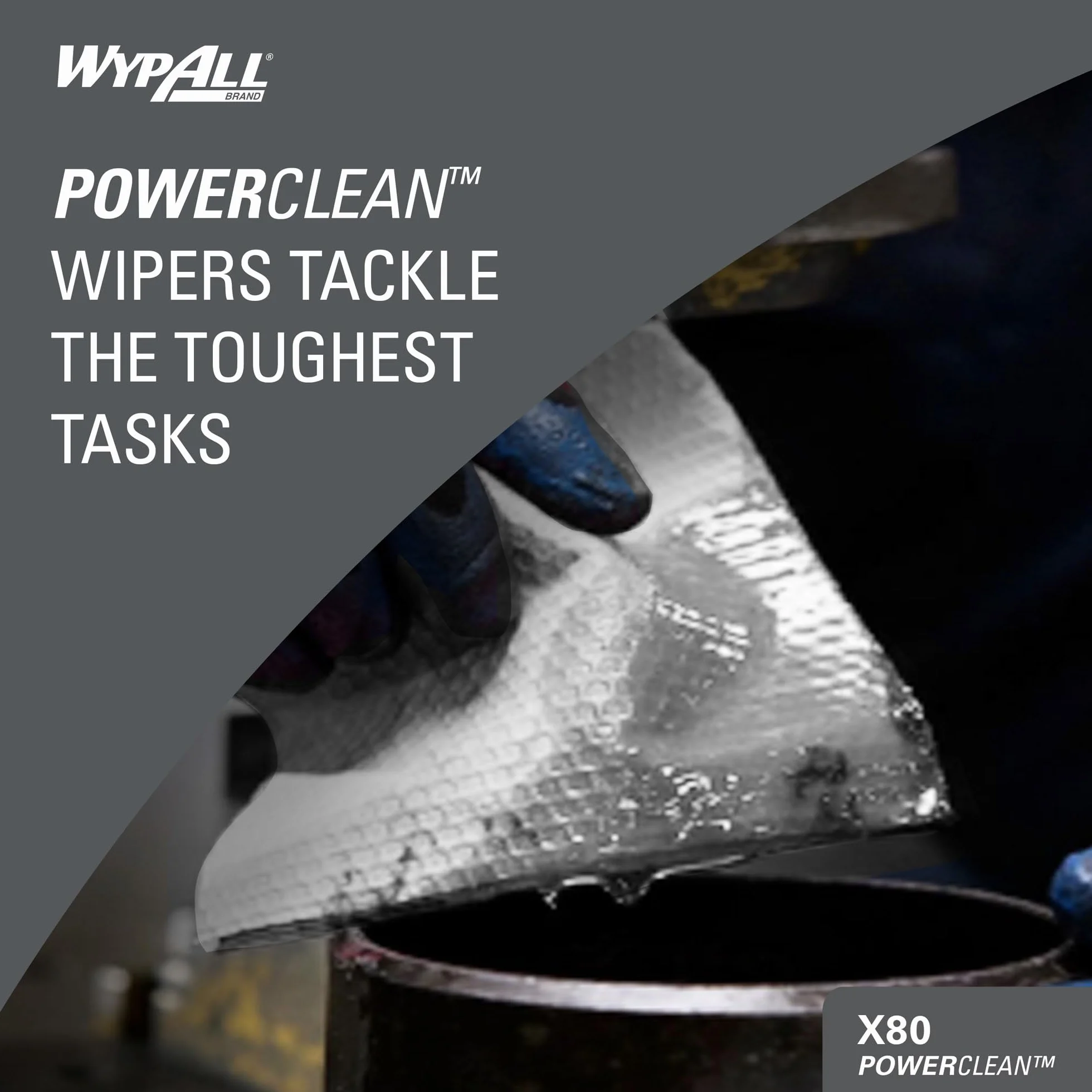 WypAll X80 Power Clean Heavy Duty 8252-2 w 1 zestaw do czyszczenia midi na rolce, 1 rolka x 180 białych ściereczek do polerowania