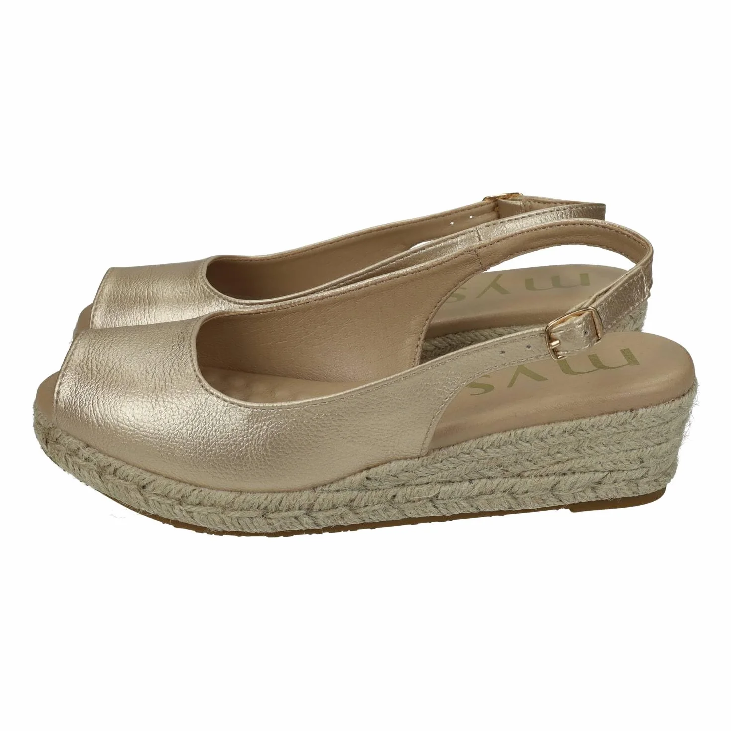 mysoft 25M100 damskie espadryle na koturnie platforma jutowa z otwartym palcem i regulowaną klamrą wygodne i eleganckie espadryle dla kobiet