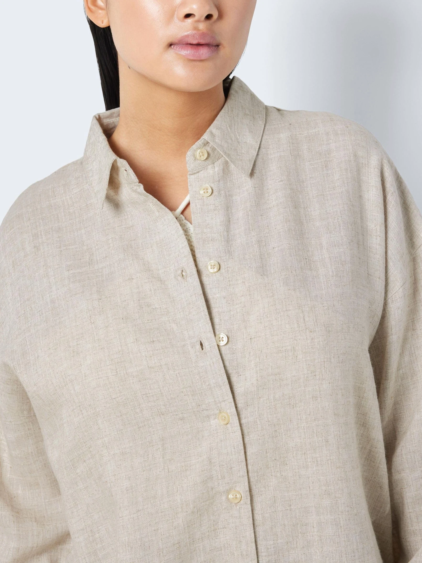 Noisy may Damska koszula Nmleilani L/S Loose Shirt WVN Noos, naturalny, M