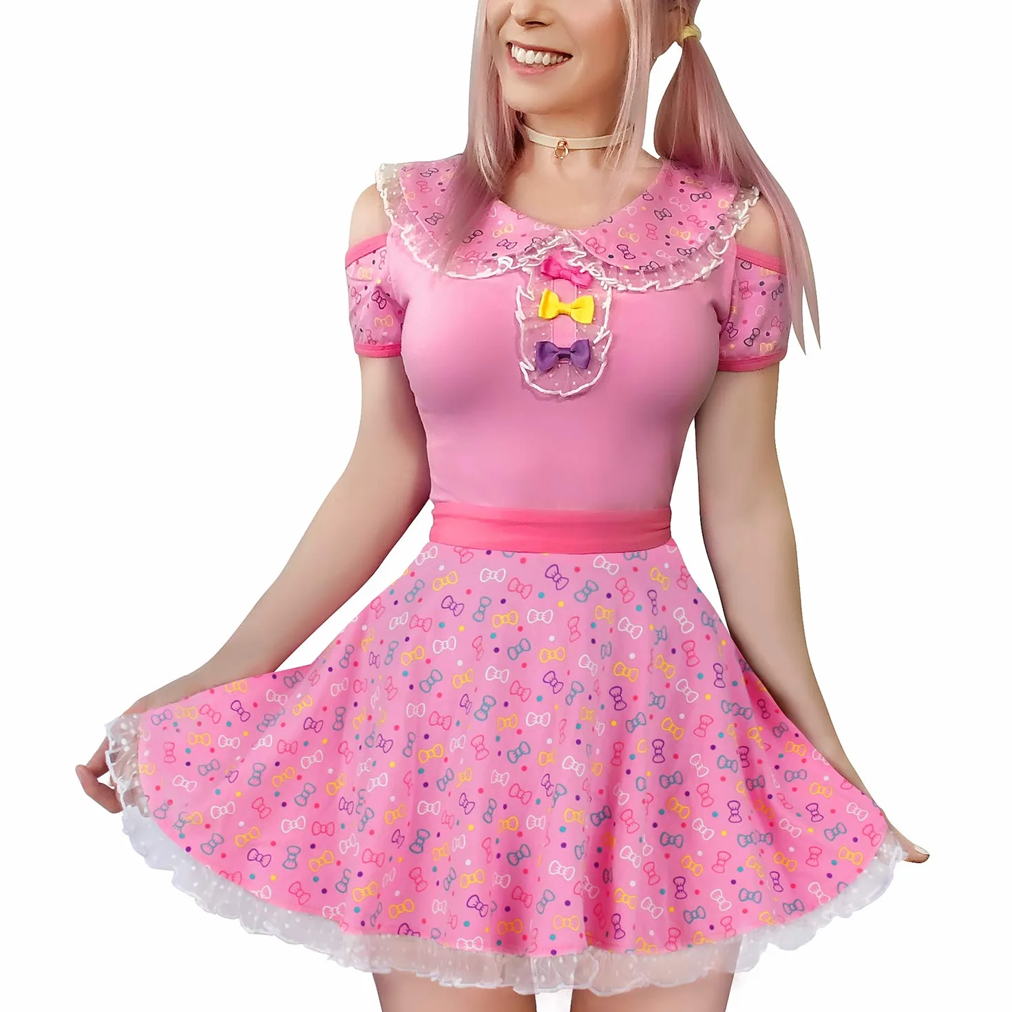 LittleForBig Dorośli Baby miłośnik pieluszek ABDL jednoczęściowy śpioszki Witaj Meow-Meow Onesie