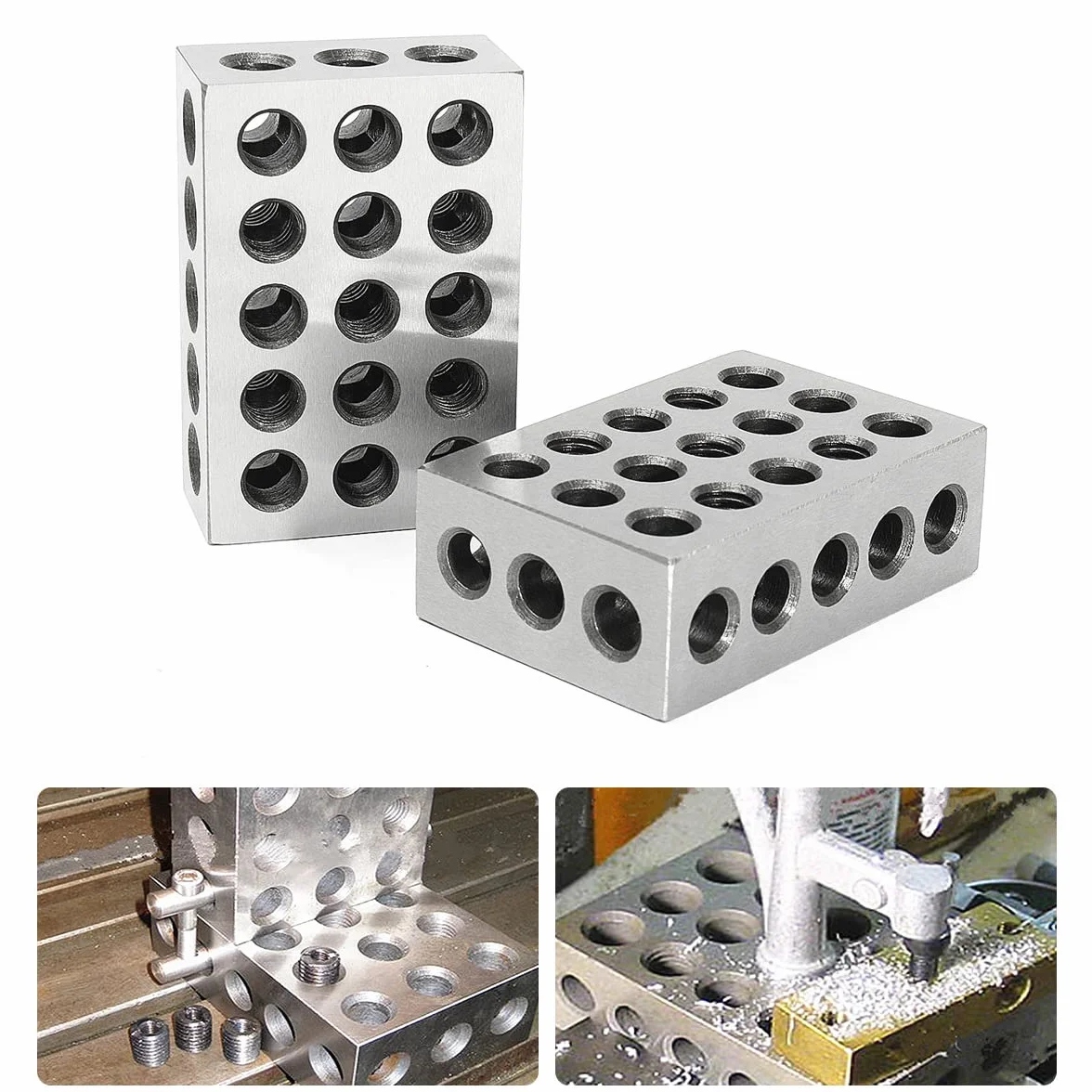 2 szt. klocków precyzyjnych hartowanej stali 0,0002 '' inżynier uziemiony 23 otwory bloki inżynierskie 3 x 5 cm x 7,5 cm narzędzie tokarskie (0,0003)