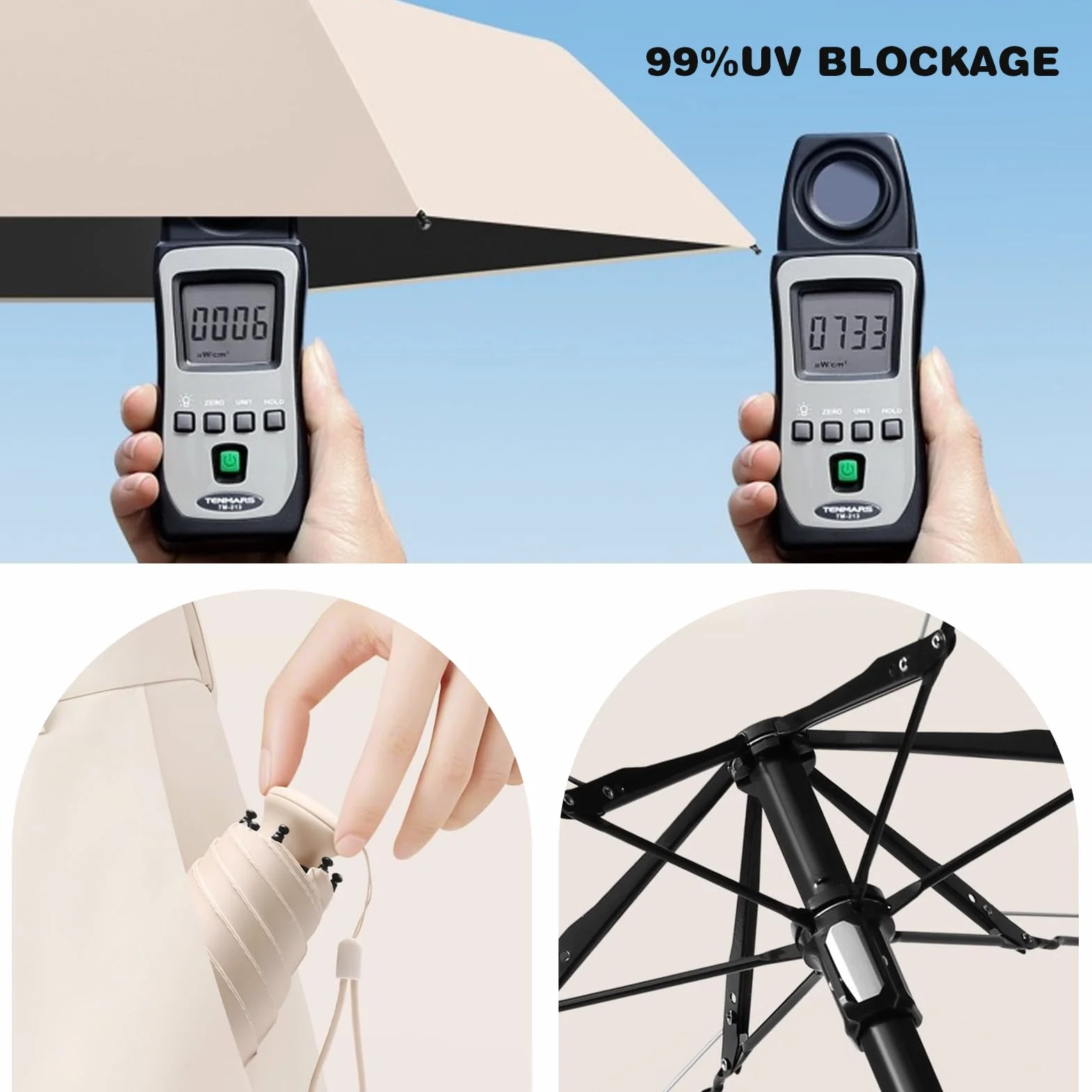 Mini Parasol Kieszonkowy, Składany Parasol Przeciwwiatrowy, Parasol Przeciwsłoneczny, Codzienne Podróże, Zawiera Pudełko Do Przechowywania, Chowany Uchwyt, Unisex