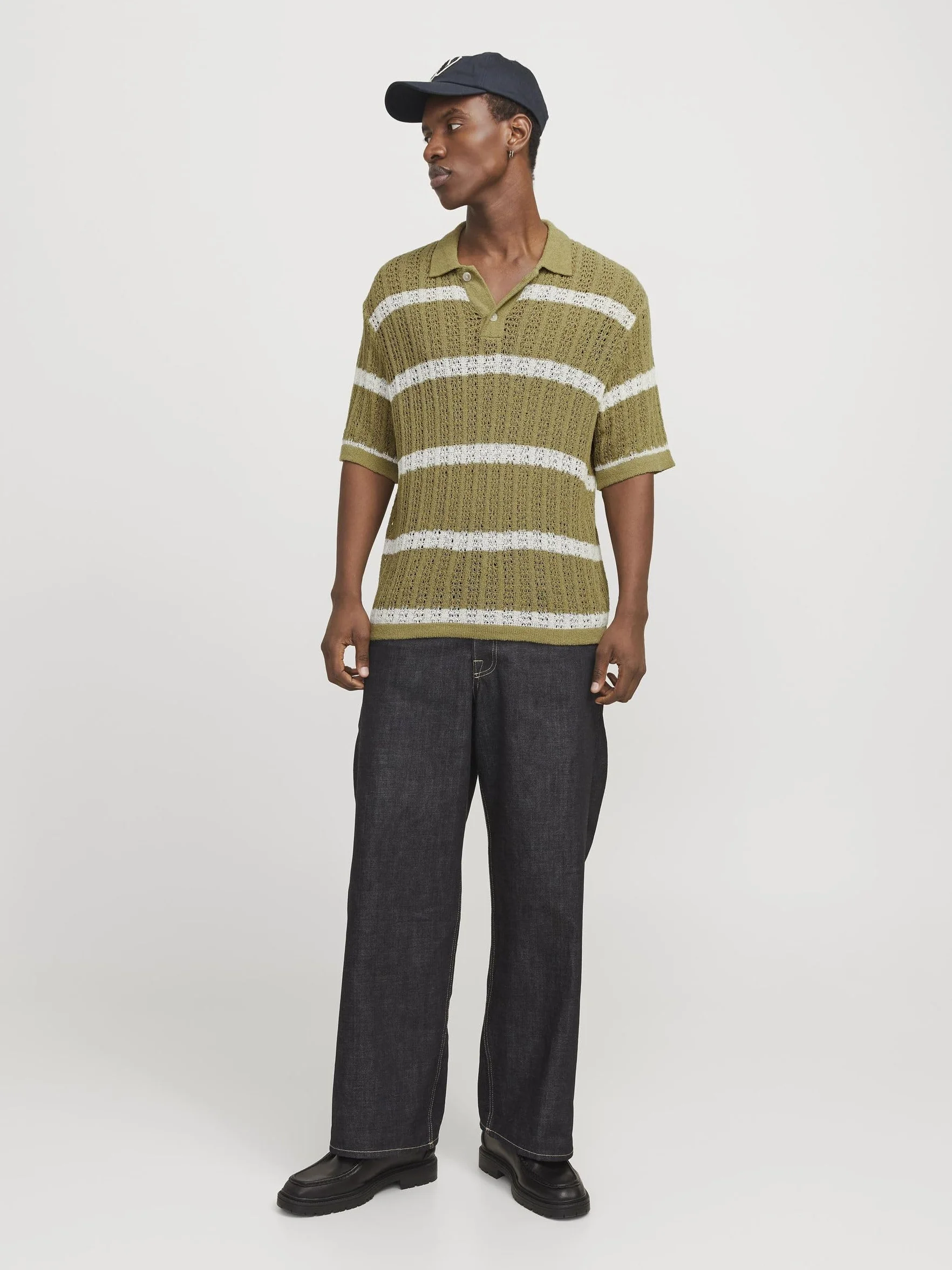JACK & JONES Męska koszulka polo w paski, cedr, S