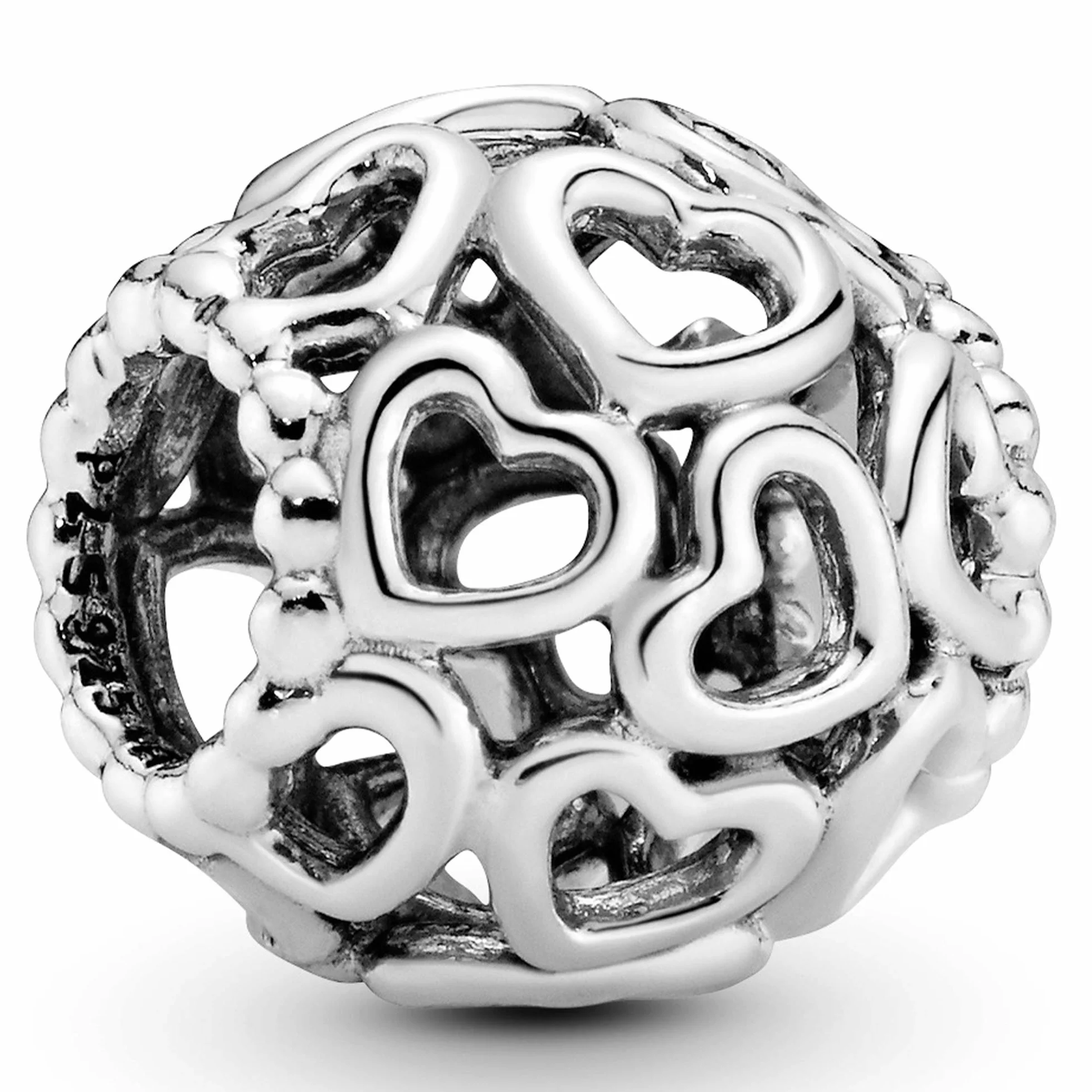 PANDORA All Over-Herzen Charm Sterling-Silber 11 x 11 x 10,7 mm (T/H/B)