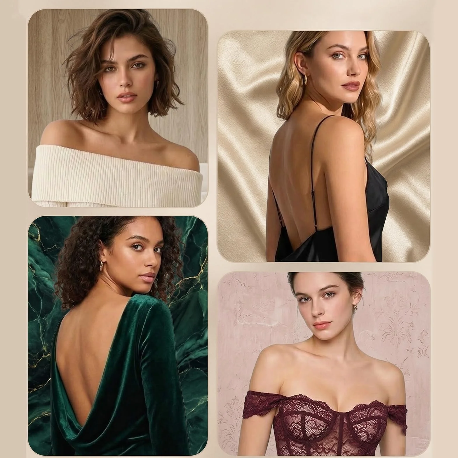 2 Sztuki Biustonoszy Push-up Samoprzylepnych i 4 Sztuki Osłonek na Sutki, Biustonosz bez Ramiączek, Wielokrotnego Użytku, Idealny do Sukienek z Odkrytymi Plecami i Sukni Ślubnych
