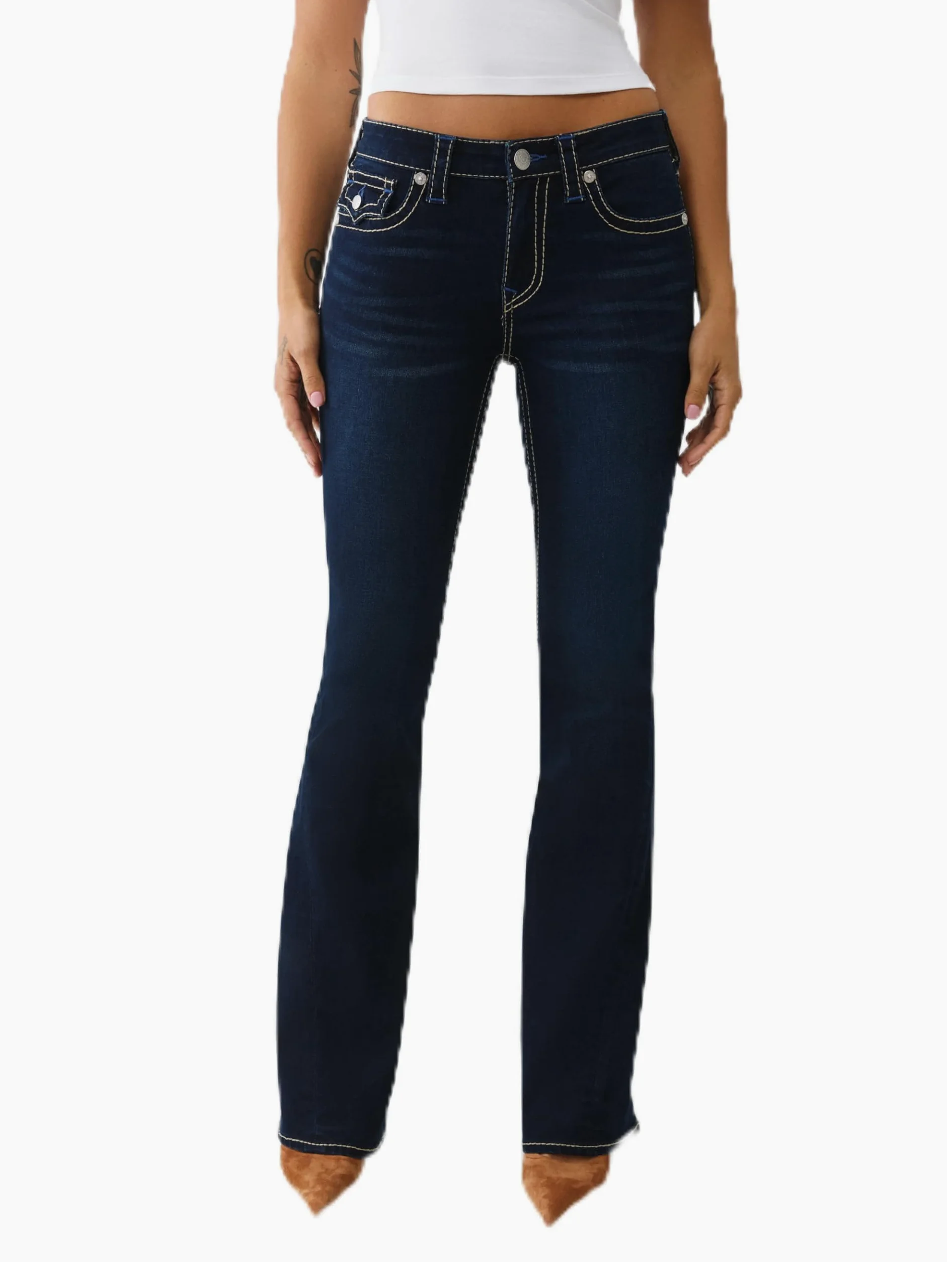 True Religion Joey Big T Mid Rise Flap Flare - Dżins Kobiety
