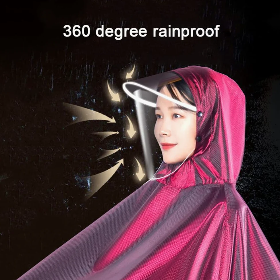 Poncho z kapturem, kurtka przeciwdeszczowa, ponczo, wielokrotnego użytku dla dorosłych,Płaszcz przeciwdeszczowy(Red,6XL double)