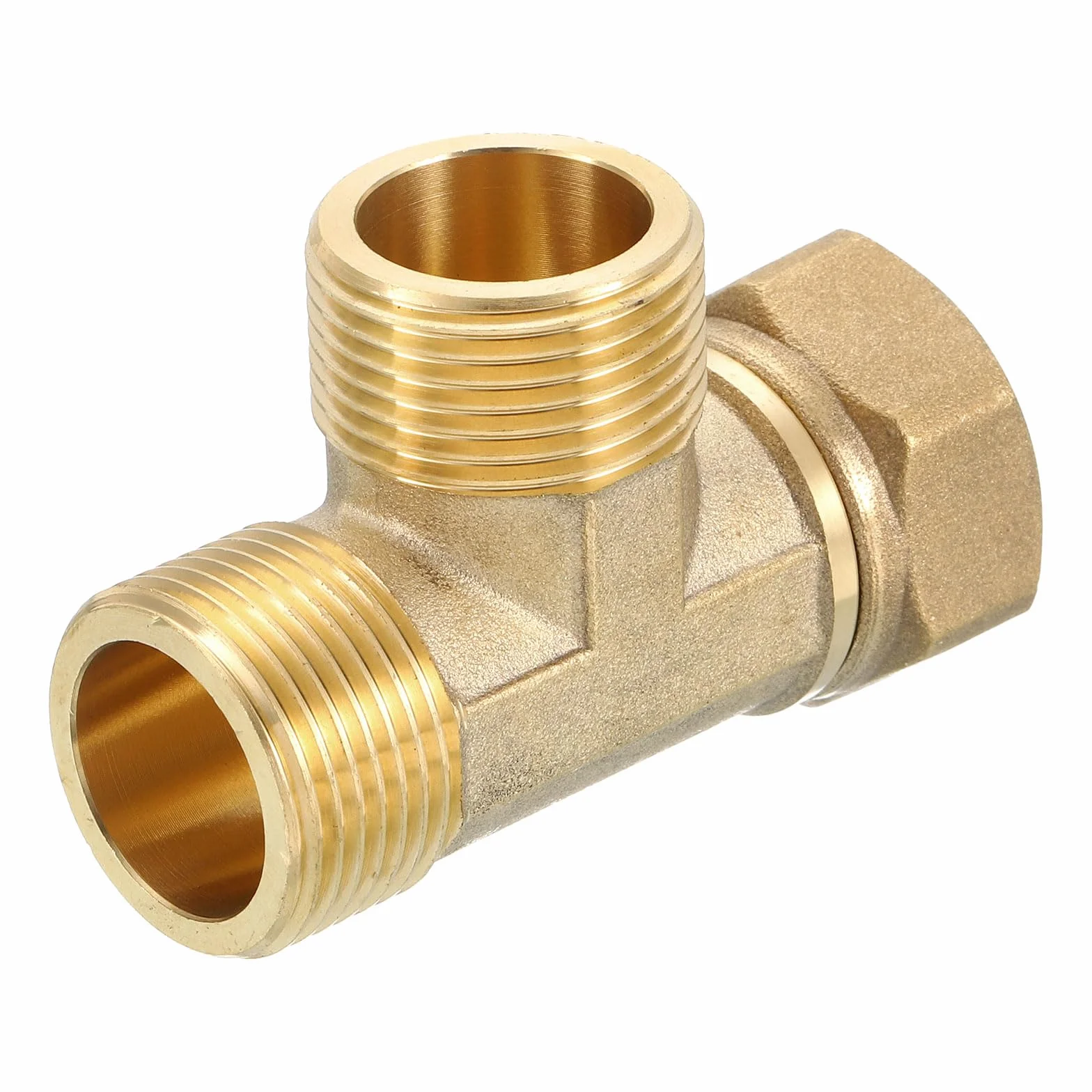 QUARKZMAN Mosiężny trójnik łącznik rurowy, 3/4" NPT (Żeńska x Męska x Męska) 3-drożne złącze T-kształtne do klimatyzacji, instalacji chłodniczych, instalacji sanitarnych, 1 szt