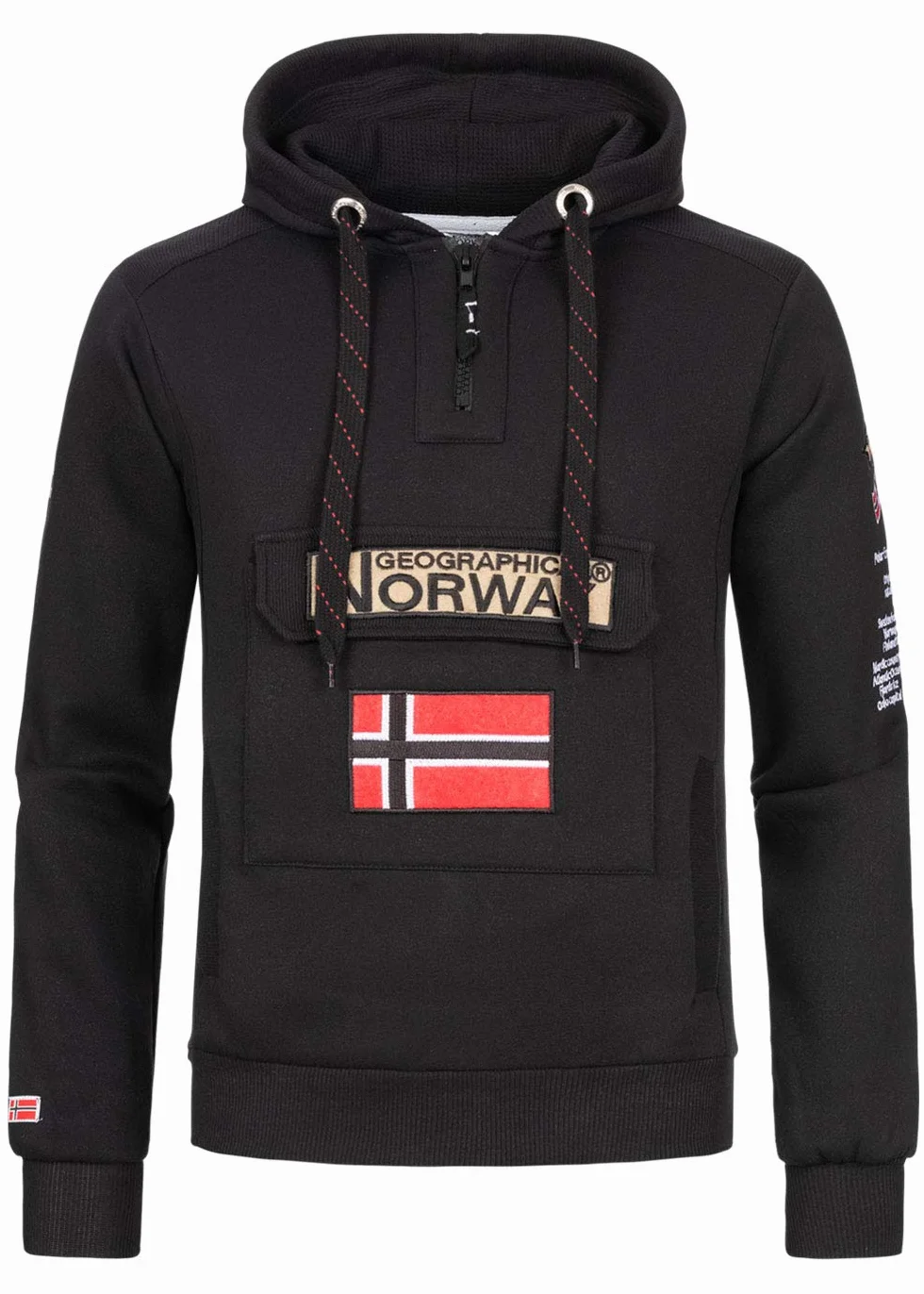Geographical Norway GYMCLASS męska bluza z kapturem z logo marki i długim rękawem