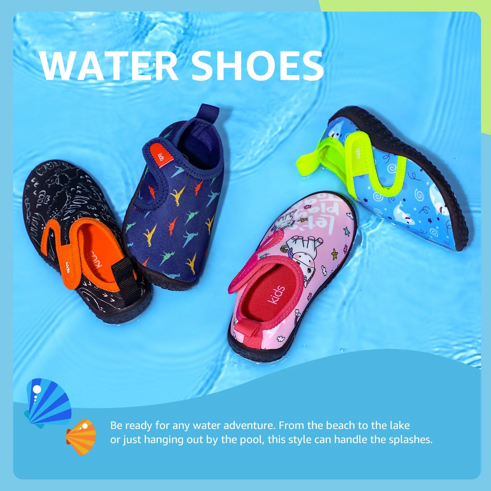 STQ KIDS Dziecięce buty do wody z zapięciem na rzepy, buty plażowe, dla chłopców i dziewczynek