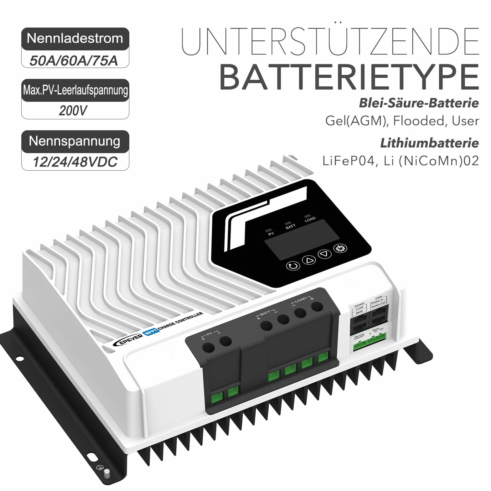 EPEVER MPPT Tracer5420AN, 50A, kontroler ładowania słonecznego,12/24/36/48V auto