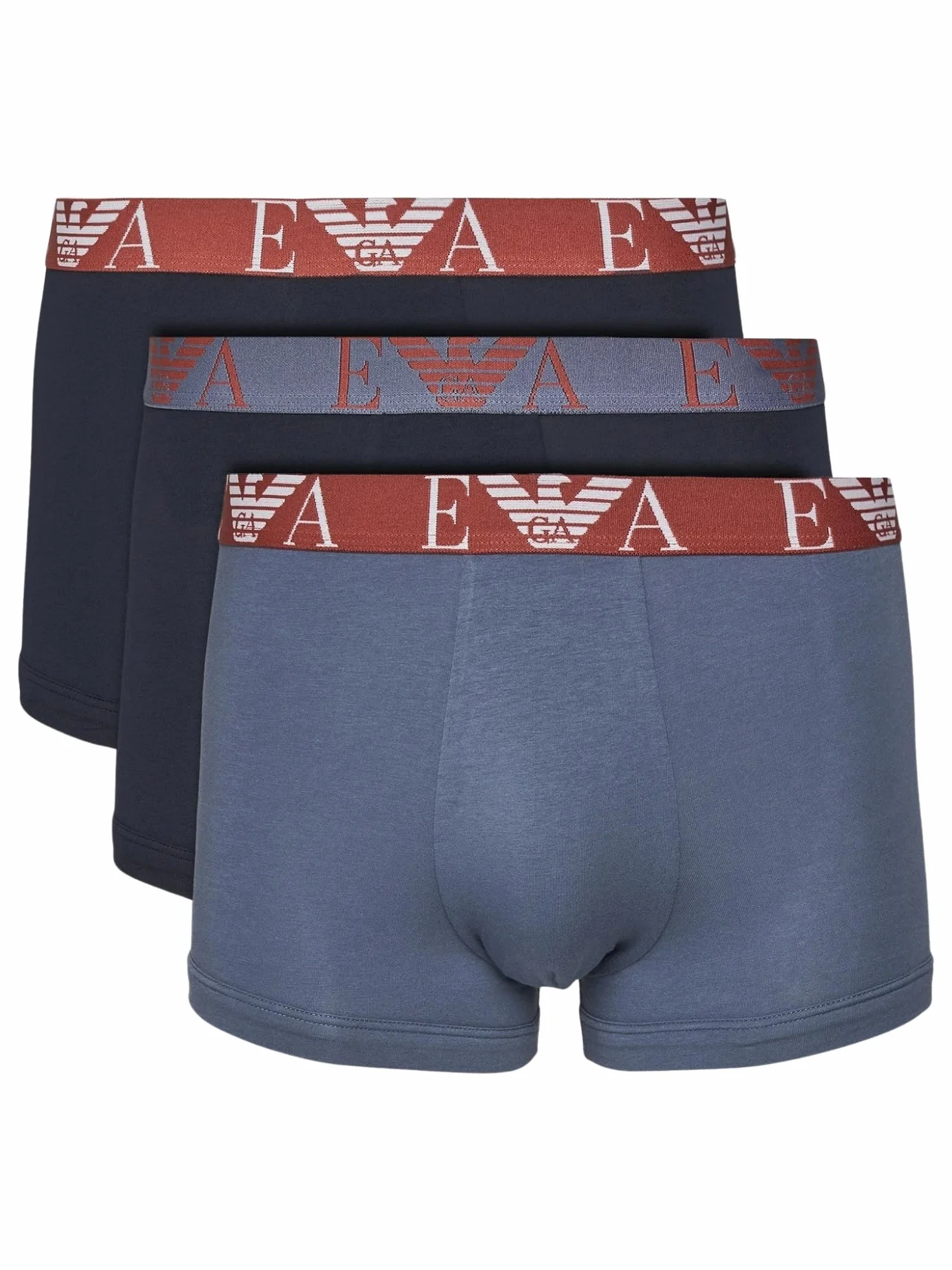 EMPORIO ARMANI Męskie kąpielówki, 3 sztuki, Armani Blu/Vin Indi, XXL, Armani Blu/Vin Indi/, XXL
