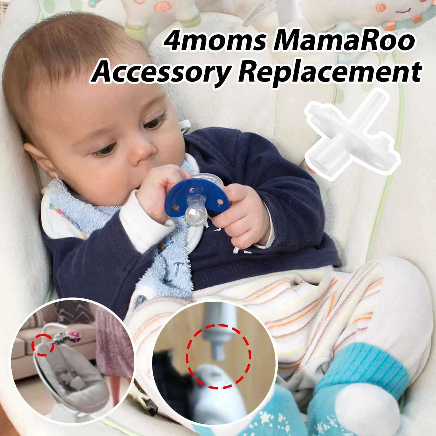 Zlacze Mobilne Zamienne do 4moms Mamaroo, Mocowanie do Stojaka na Zabawki Kompatybilne Ze Stojakiem na Zabawki 4moms Mamaroo Model 1037