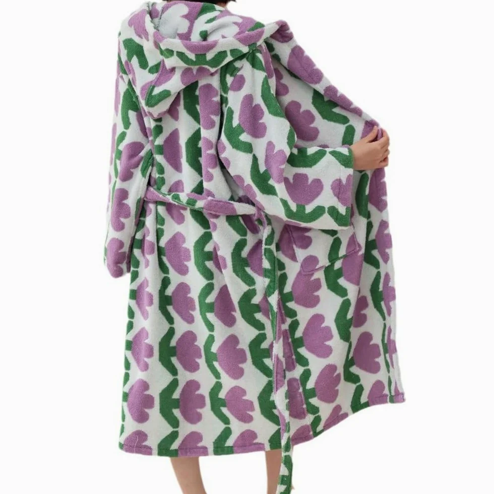 Damski szlafrok frotte, bawełniany szlafrok z kapturem, chłonny, gruby, długi szlafrok do spa, zimowy szlafrok pluszowy,B,One Size
