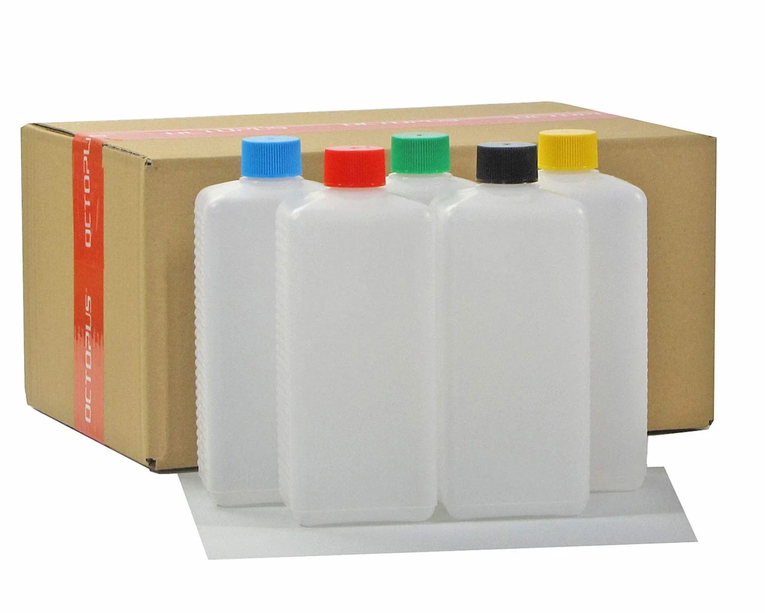 Octopus 5 x 500 ml butelki z tworzywa sztucznego, butelka plastikowe HDPE z kolorowymi zakrętkami