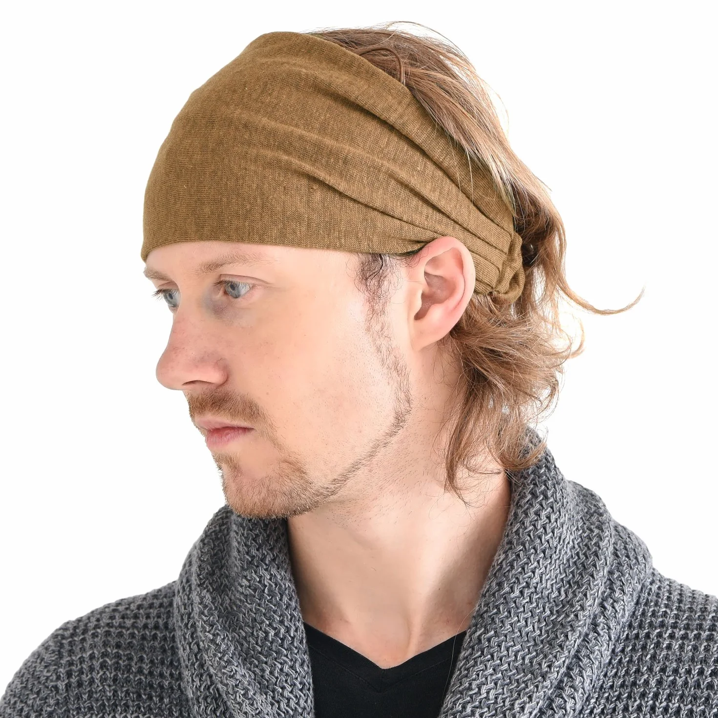 CHARM Womens Linen Head Band Mens Bandana Natural Elastic Hairband Sports Fashion Wrap