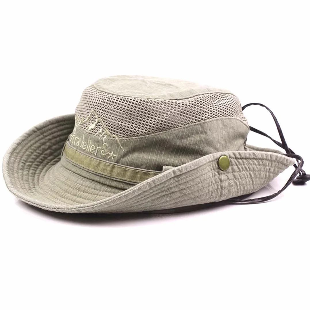 THENICE Unisex Bawełniany kapelusz przeciwsłoneczny Outdoor Bucket Mesh Boonie Hat