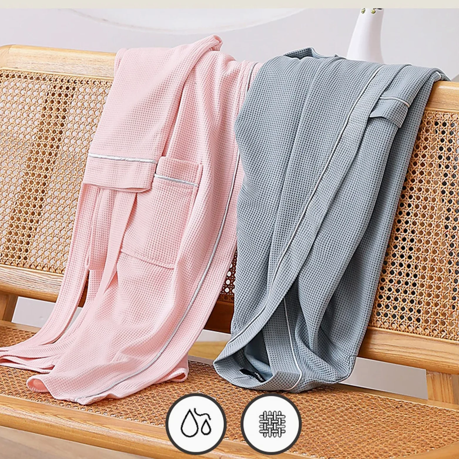 Szlafrok frotte,Męski,Damski,Szlafroki,Szlafrok,Bawełniany,Dzianinowy,Kimono,Spa i Szlafroki,Dla Mężczyzn i Kobiet