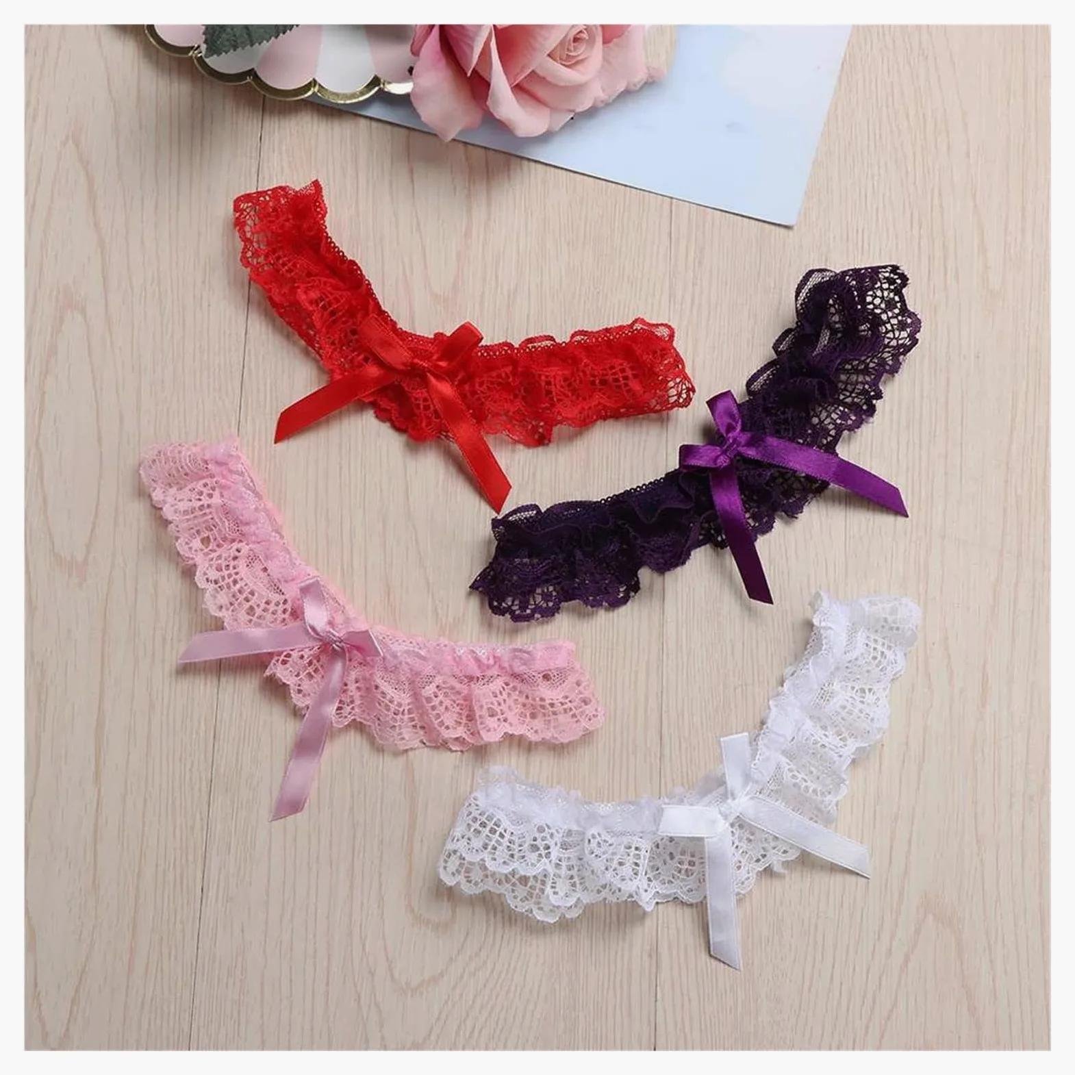 2 sztuk/zestaw damski panna młoda pas koronkowy Bowknot bielizna blokada nóg zestaw pas do pończoch koronkowy pas do pończoch (kolor: czarny, rozmiar: 33-60 CM) (czerwony 33)