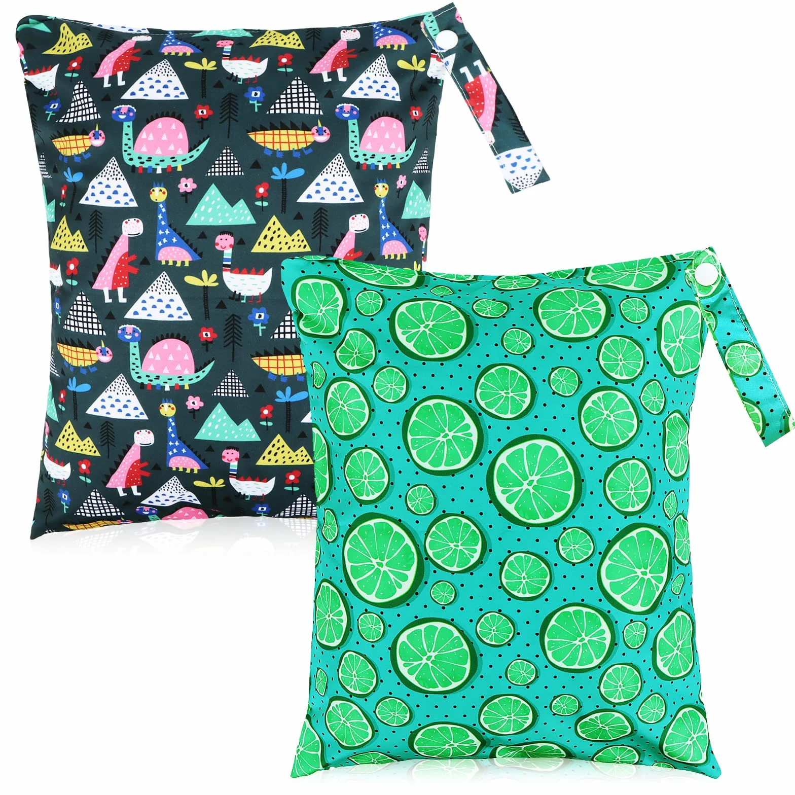 Wetbag worek do przedszkola, 2 sztuki, torba na mokre i suche pieluchy, do przedszkola, pływania, na kemping, do podróży, na siłownię, na plażę, wielokolorowa, 36 x 30 cm, torba na nos