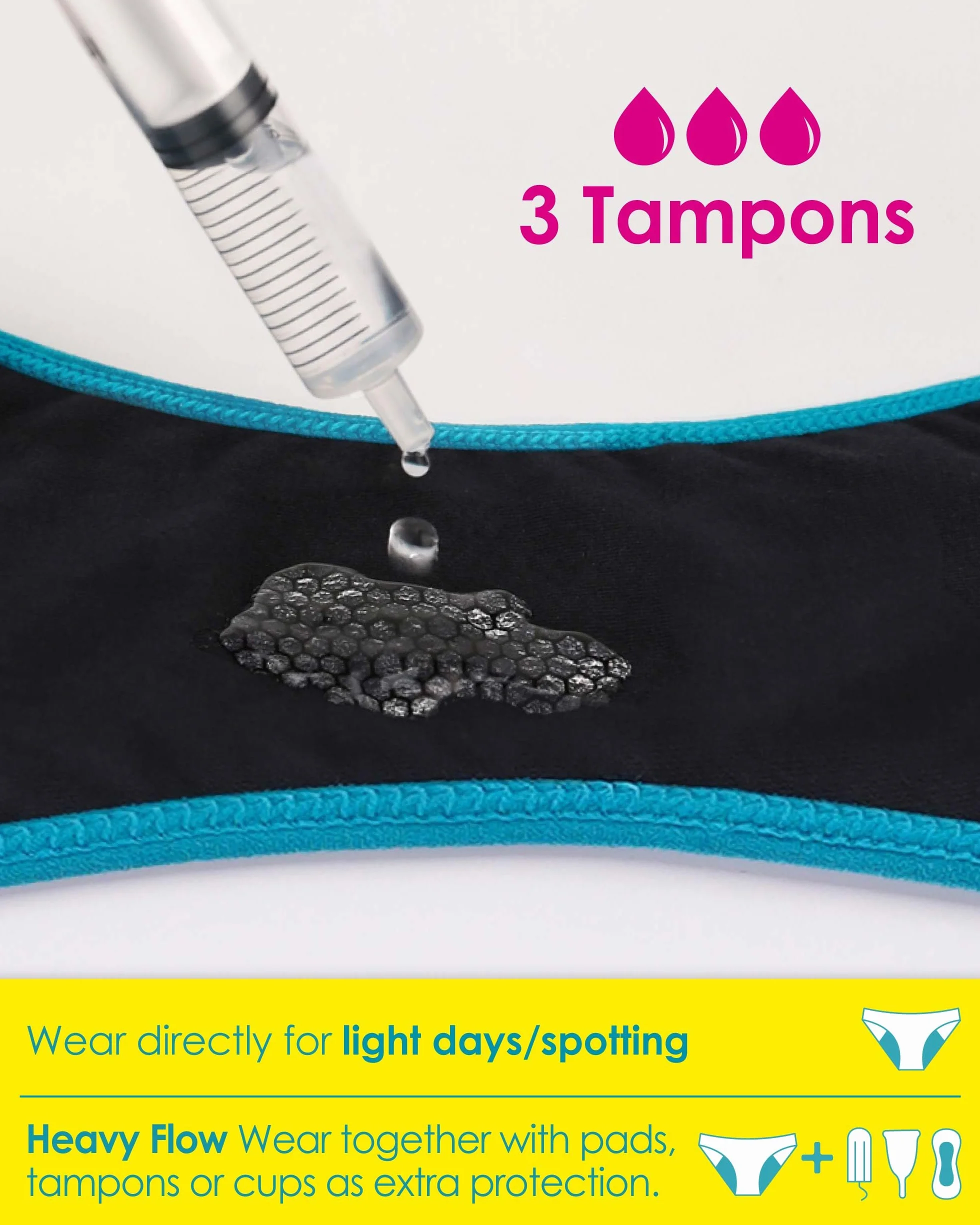 Neione Bielizna Menstruacyjna dla Dziewcząt, Majtki Menstruacyjne dla Nastolatków Średnia Chłonność 3 Sztuki Fairy Wiek 12-14