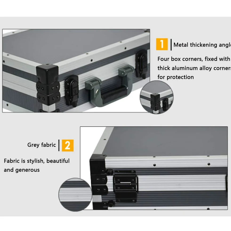 Zamykana aluminiowa skrzynka narzędziowa, walizka lotnicza przenośna aluminiowa walizka do przechowywania, metalowa skrzynka narzędziowa dla elektryka, technika i inżyniera,