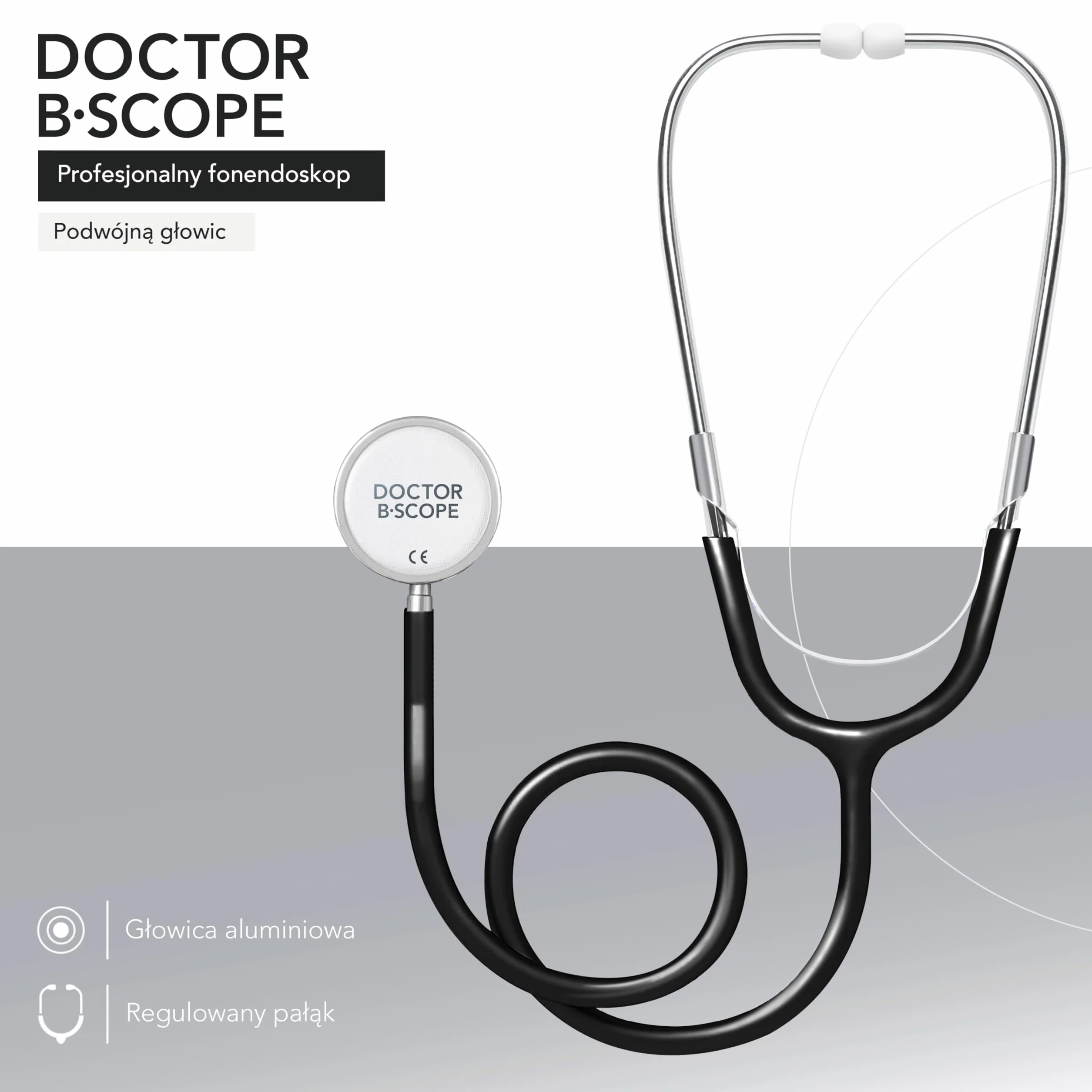 AIESI Stetoskop z Podwójną Głowicą dla Dorosłych, Doctor B-Scope, Czarny