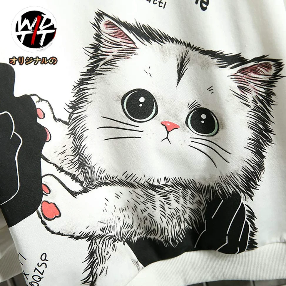 Bluza z kapturem, dla miłośników kota, unisex, z kaszmirem, ochrona przed zimnem, dla chłopców i dziewczynek, pogrubiona bluza na jesień i zimę, bardzo duża, długie rękawy, modna, spersonalizowana, ciepła kurtka męska, M-5XL