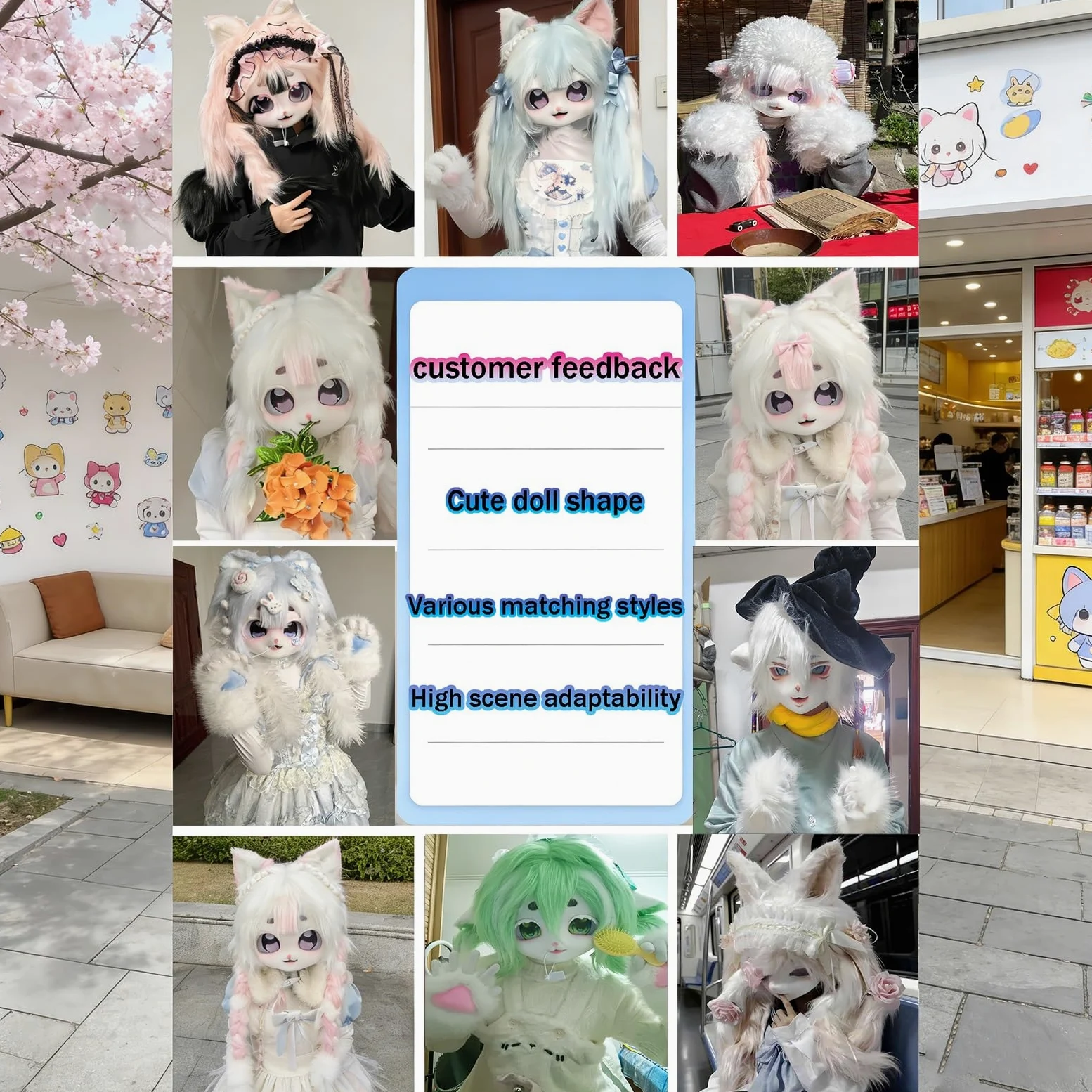 Ręcznie robiona głowa futrzana, futrzana maska ​​na głowę ze sztucznego futra, nakrycie głowy przebranie na karnawał na imprezę Halloween