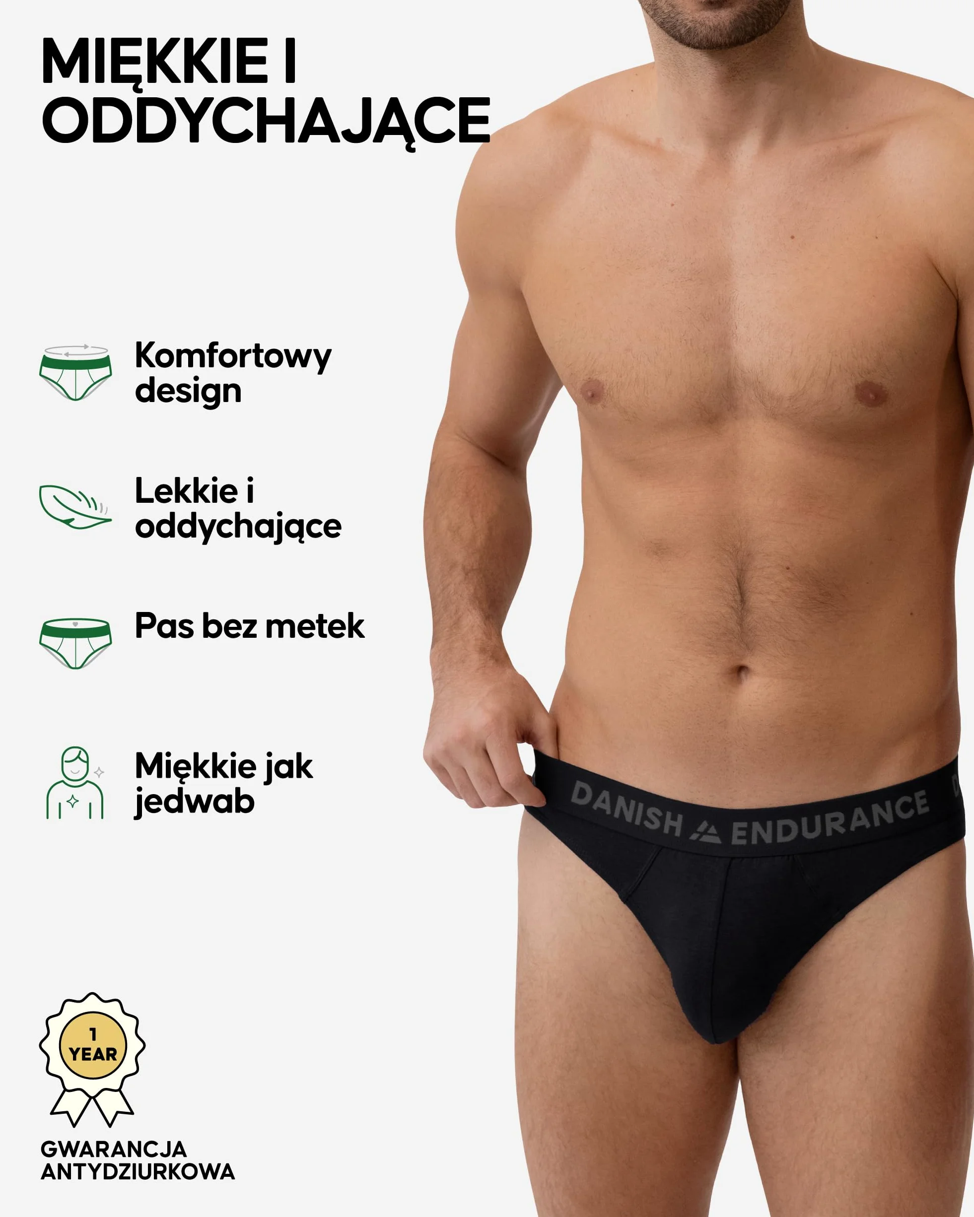 DANISH ENDURANCE Męskie Slipy Bambusowe, Ultra Miękka Bielizna Męska, Wielopak, Klasyczny Stretch, Wygodne, Bez Metki, 6-Pak
