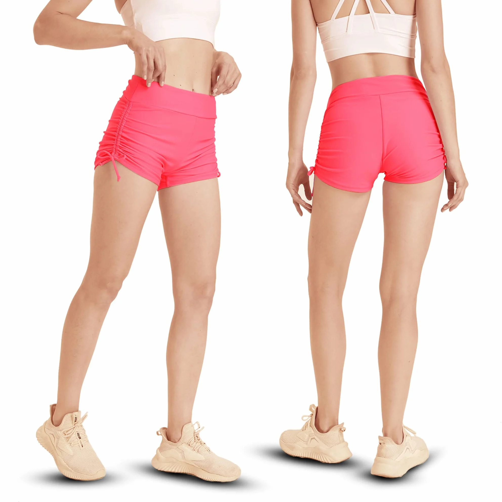Szorty kąpielowe damskie kąpielówki elastyczna talia eleganckie damskie moda kąpielowa krótkie kąpielówki surfing sporty wodne plażowe szorty szybkoschnące bikini wakacyjne szorty z kieszeniami, L02# czerwone wino, XL