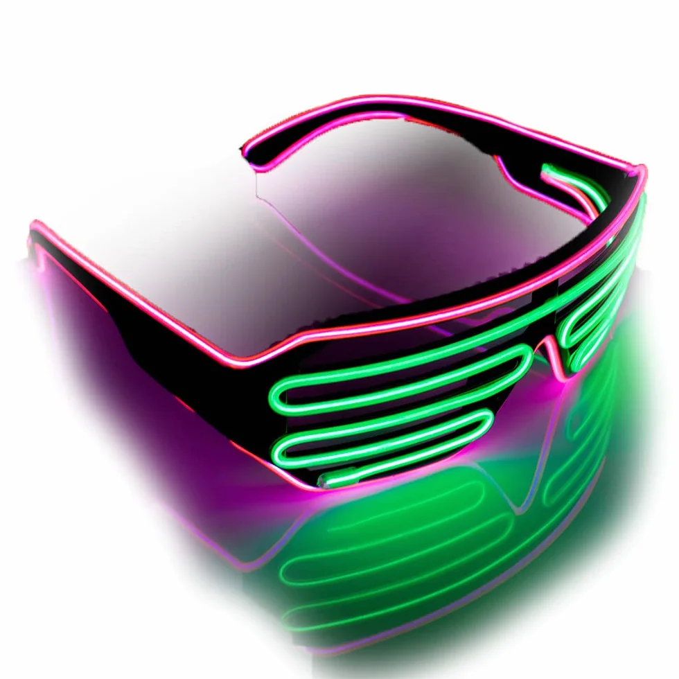 The Glowhouse Neonowe okulary okienne EL Wire Shutter z otworami modne odcienie różowe/zielone