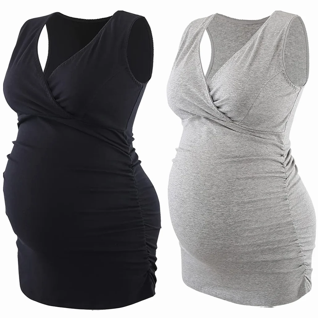 COLOMI Cichy Tank Top bez rękawów Piżama Top, Kaptur do karmienia piersią