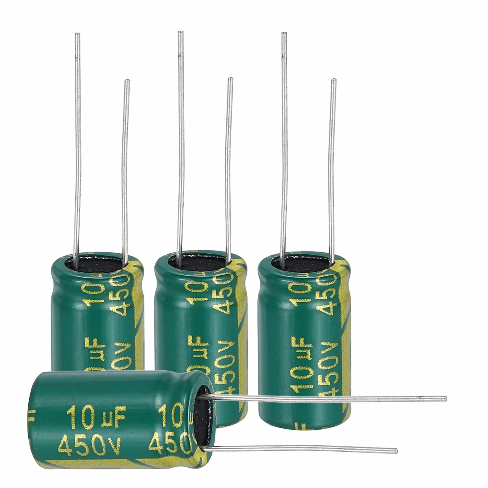 QUARKZMAN 12 sztuk kondensatorów elektrolitycznych o wysokiej częstotliwości 10UF 450V z aluminiowymi przewodami promieniowymi 10 x 17 mm wysoki prąd falowany niska impedancja