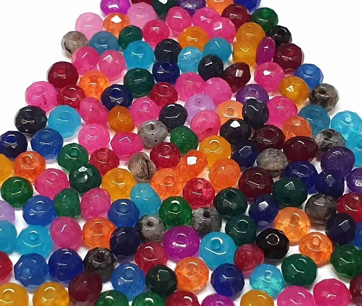 Perlin Kamienie szlachetne, kamienie agatowe, 4 mm, 30 sztuk, fasetowane, okrągłe, kamienie półszlachetne, perły ozdobne, małe perły (mieszane)