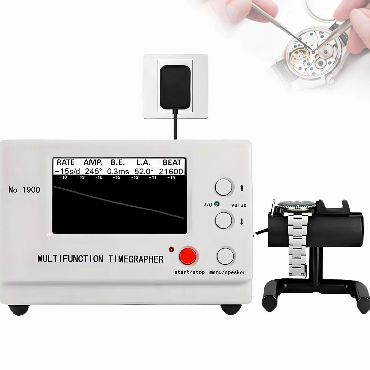 Wielofunkcyjny Tester Zegarków Konfigurowalne Cykle Próbkowania 2s-60s, Obrotowy Statyw Mikrofonowy, Ekran LED Wielofunkcyjne Urządzenie do Kalibracji Mechanicznej