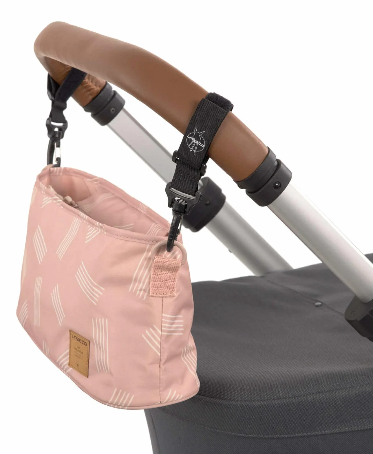 LÄSSIG Organizer do wózka dziecięcego Buggy Organizer torba do wózka dziecięcego wraz z mocowaniem do wózka dziecięcego/Casual Buggy Organizer Soft Stripes różowy