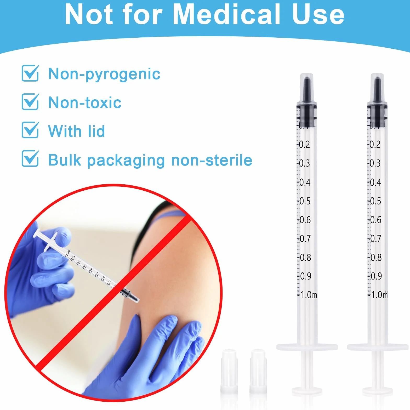 Strzykawka z siarą 1 ml, tworzywo sztuczne z nasadkami: 80 sztuk, 1 ml, strzykawka bez igły, strzykawka 1 ml do uzupełniania i pomiaru płynów, karmienia zwierząt, nawadniania roślin i laboratoriów