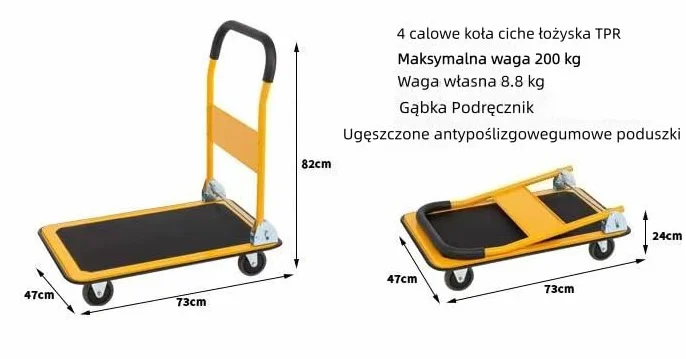 Wózek transportowy platformowy magazynowy 150KG składany ręczny (MTP002748)