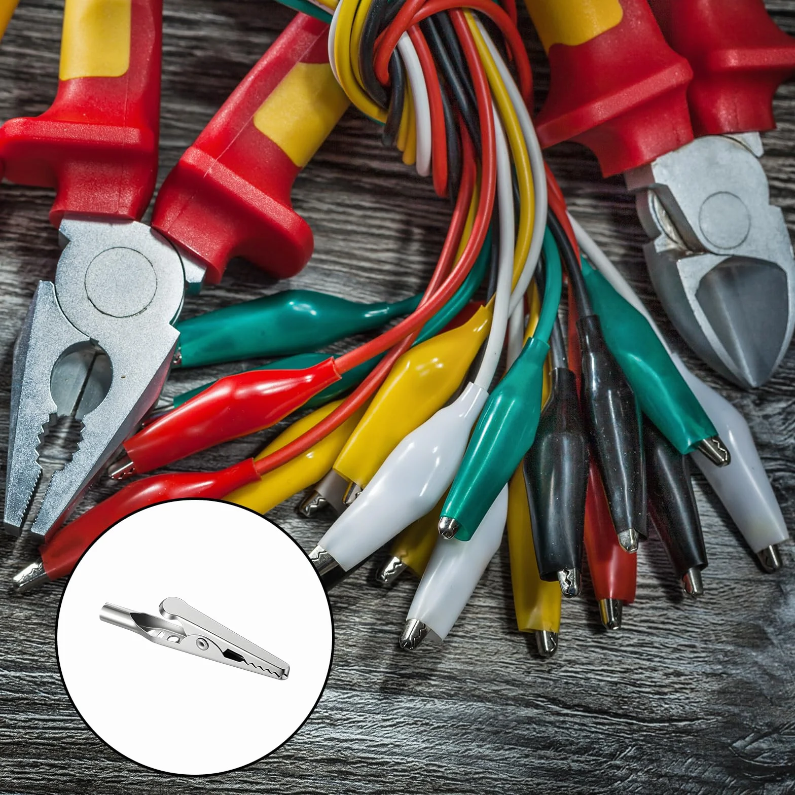 Klipsy krokodylkowe, 50 sztuk elektrycznych zacisków testowych, do prac elektrycznych, laboratorium (srebrne)