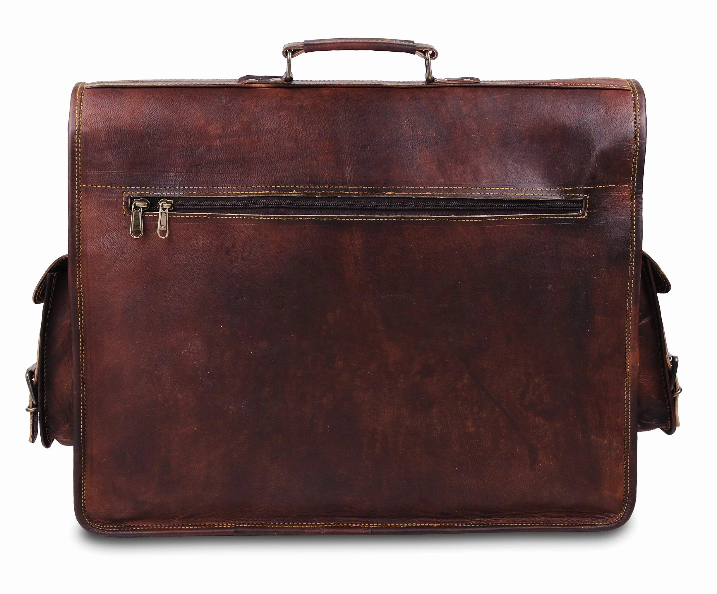 Skórzana torba Vintage Laptop 18 cali Męska Brązowa Aktówka
