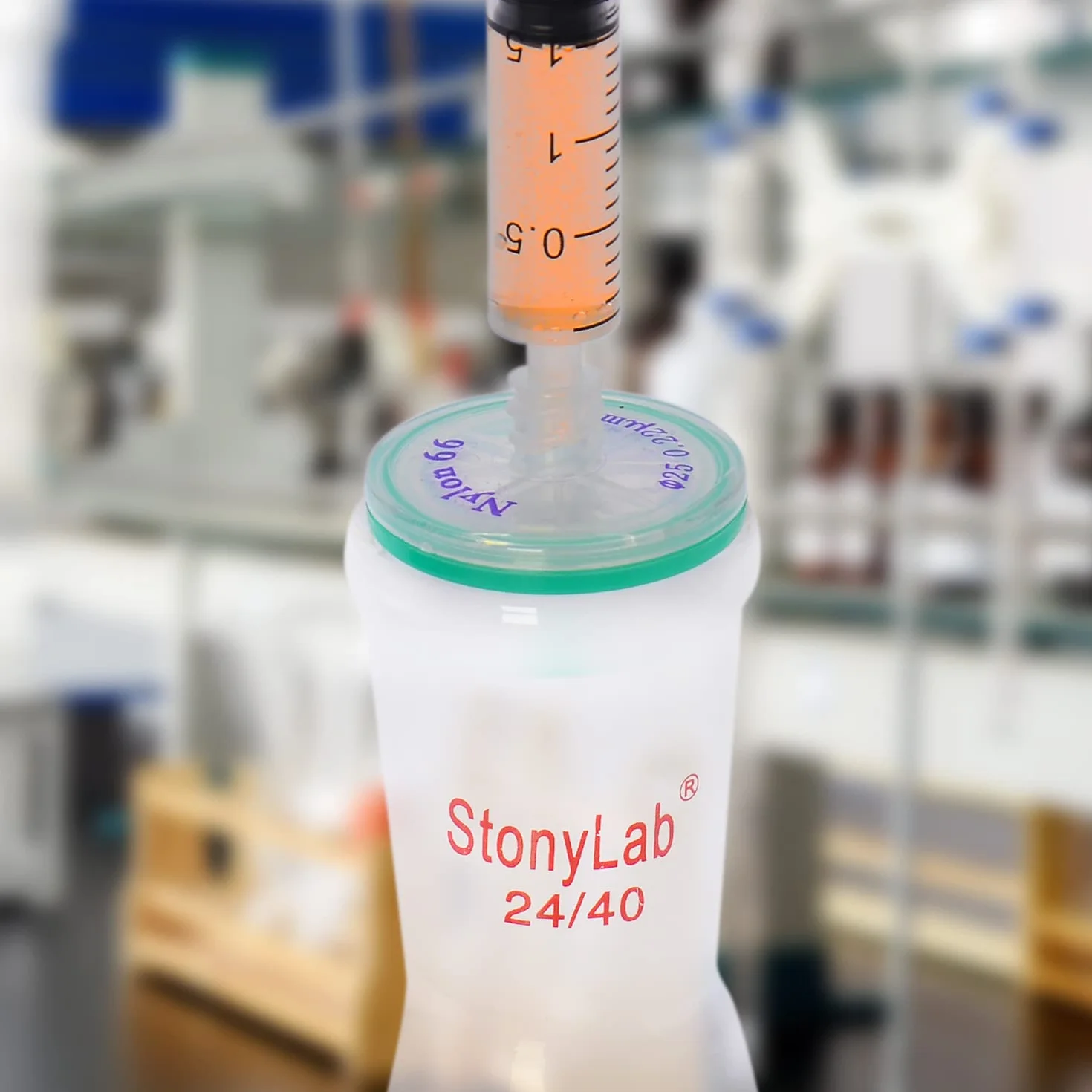 stonylab 10 Sztuk Filtrów Strzykawki, Sterylnych Filtrów Membranowych Nylon 66 Filtracja Hydrofilowa z Wielkości Porów 0,22 μm i Średnicy 25 mm, Pojedynczo Owinięte, Tylko do Użytku Laboratoryjnego