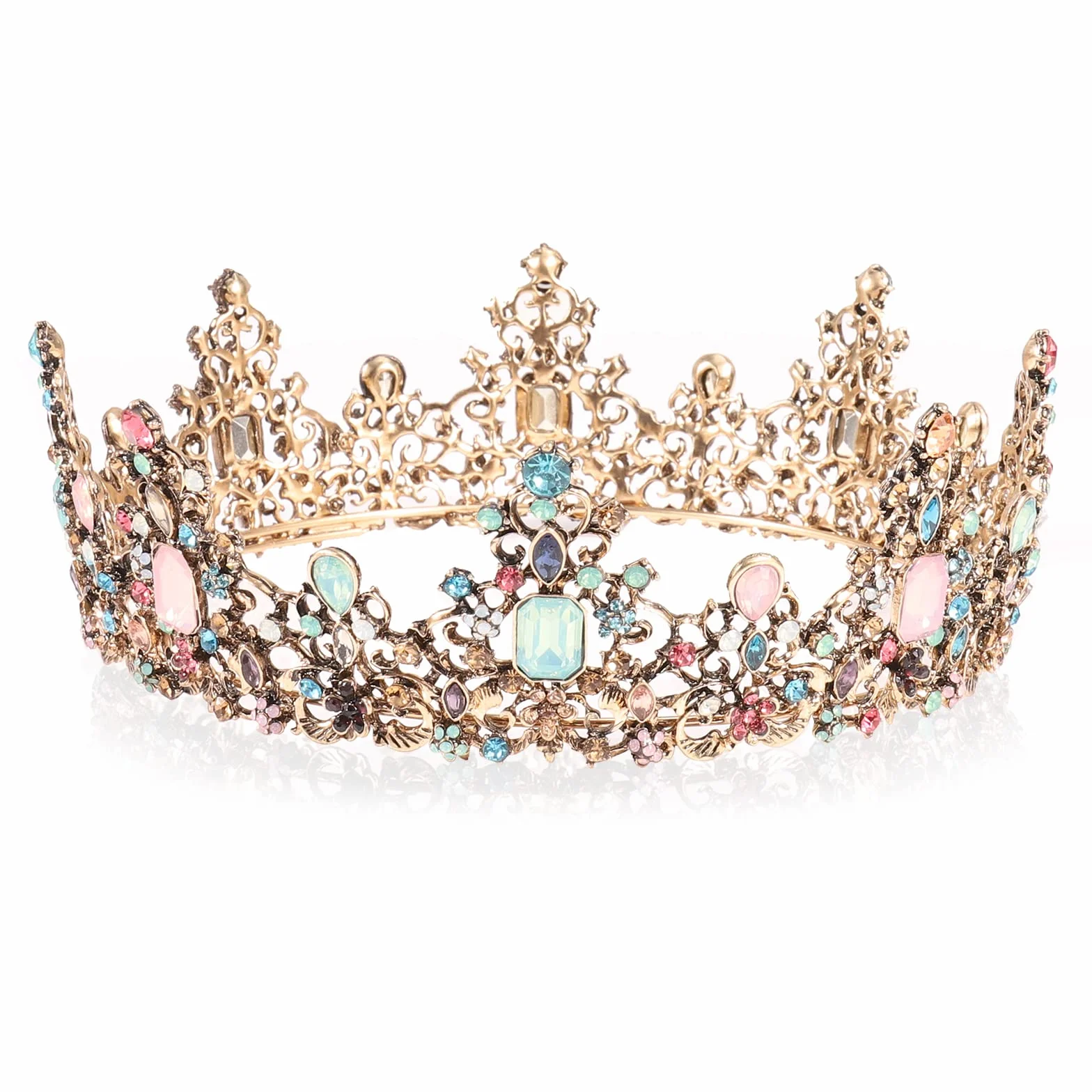 Kryształowa Korona, Ręcznie Robiona Opaska na Głowę, Błyszcząca Diadem, Biżuteria do Włosów, Wielokolorowy Bursztyn